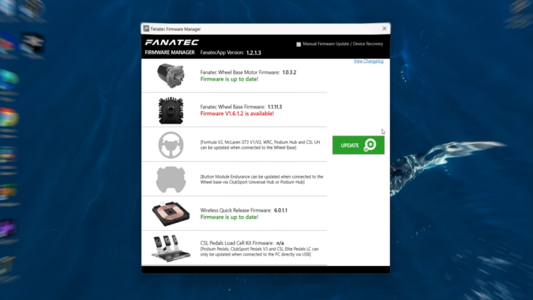 Fanatec Firmware Update: 7 Safe Steps to Avoid Bricking Your GT DD Pro or CSL DD 7 Fanatec firmware update button