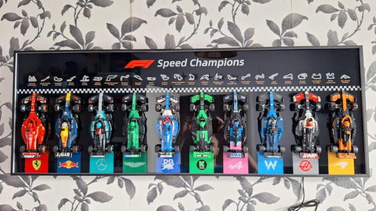 ICUANUTY LEGO Speed Champions Display Review: The Ultimate Owner's Guide (2026) 35 ICUANUTY LEGO Speed Champions Display Wall Frame mounted on a wall showing its overall size